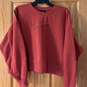 Orange cropped Nike crew neck sweatshirt